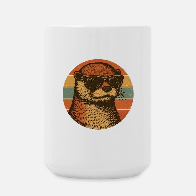 Cool Otter with Sunglasses Retro Design - Große Tasse 440 ml - Weiß