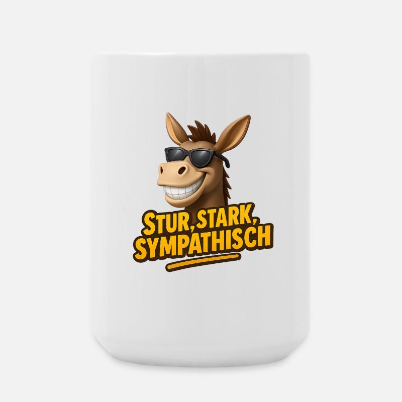 Stubborn, strong, likeable – The donkey with style - Large Mug 440 ml - white