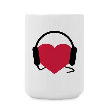 Herz mit Kopfhörern - Große Tasse 440 ml - Weiß - Vorne
