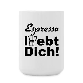 Espresso Kaffee Spruch lustig Geschenk - Große Tasse 440 ml - Weiß - Vorne