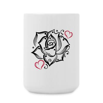Rose Herzen Liebe Blume Blühen Romantisch - Große Tasse 440 ml - Weiß - Vorne