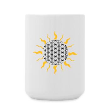The flower of life with sun, sunbeams - Large Mug 440 ml - white - Front