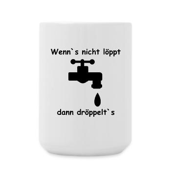 Wasserhahn Schrift Geschenk - Große Tasse 440 ml - Weiß - Vorne