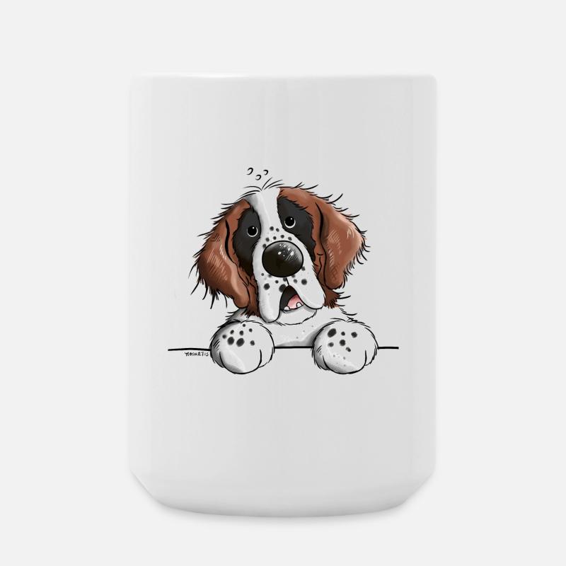 Happy Saint Bernard - Large Mug 440 ml - white