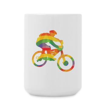 Farbiger Biker / Bunter Mountainbiker - Große Tasse 440 ml - Weiß - Vorne