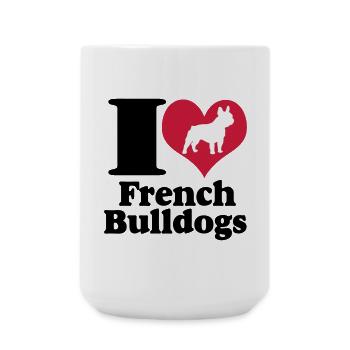 I Love French Bulldogs ... / + - Large Mug 440 ml - white - Front