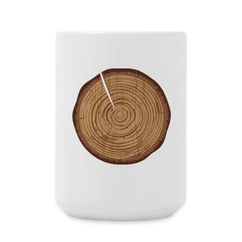 Eine Holzscheibe mit Jahresringe und einen Spalt - Große Tasse 440 ml - Weiß - Vorne
