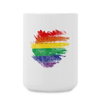 Rainbow Brush Heart - Large Mug 440 ml - white - Front