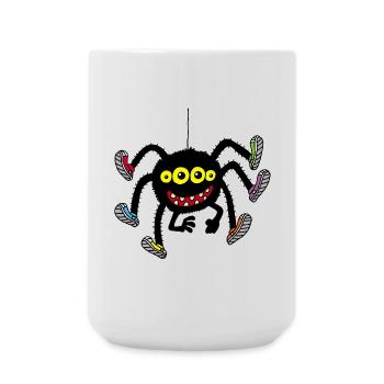 Spinne in bunten Schuhen - Große Tasse 440 ml - Weiß - Vorne