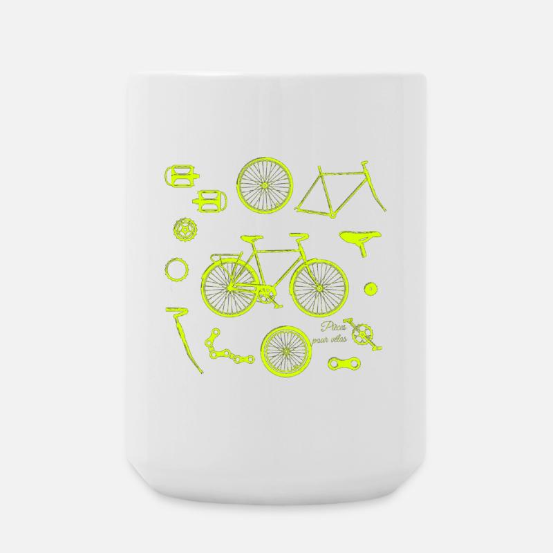 Fahrradteile Illustration - Große Tasse 440 ml - Weiß