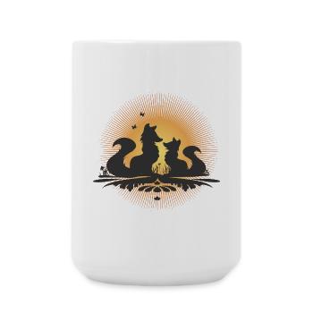 Silhouette romantique de renard au clair de lune - Grande tasse 440 ml - blanc - Devant