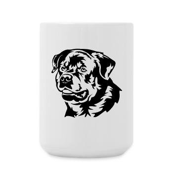 Rottweiler Kopf - Große Tasse 440 ml - Weiß - Vorne