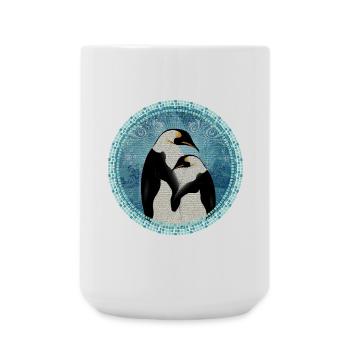 zwei zauberhafte Pinguine im Mosaik Stil - Große Tasse 440 ml - Weiß - Vorne