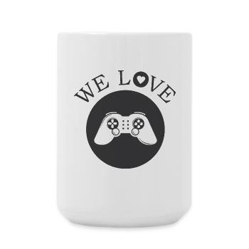 we love gaming gamer icon illustration logo icon - Large Mug 440 ml - white - Front