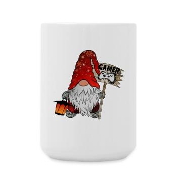 Gamer Wichtel Christmas Gnom - Große Tasse 440 ml - Weiß - Vorne
