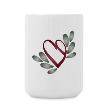 romantisches Valentinstag Herz Symbol mit Blätter - Große Tasse 440 ml - Weiß - Vorne