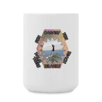 Les îles Canaries avec leur propre touche - plaisir ensoleillé sur la plage - Grande tasse 440 ml - blanc - Devant