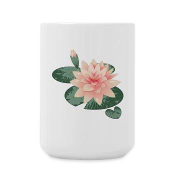 Seerosenblüte mit Knospe im Seerosenteich - Große Tasse 440 ml - Weiß - Vorne