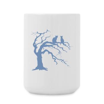 Toter baum mit 2 Katzen Silhouette - Große Tasse 440 ml - Weiß - Vorne