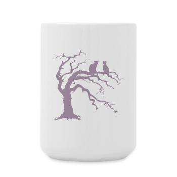 Toter baum mit 2 Katzen Silhouette - Große Tasse 440 ml - Weiß - Vorne