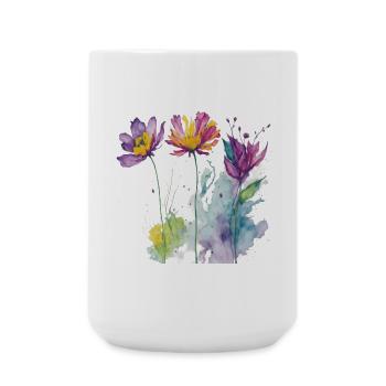 Aquarelle florale - Grande tasse 440 ml - blanc - Devant