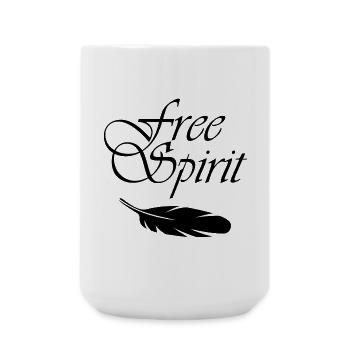 "Free Spirit- Feather" - Large Mug 440 ml - white - Front