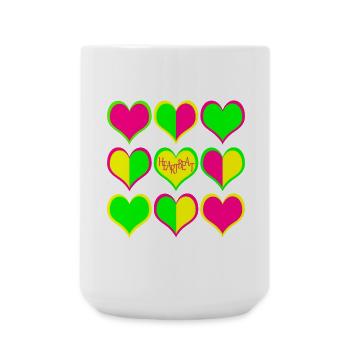 Neon Herzen Muster HeartBeat - Große Tasse 440 ml - Weiß - Vorne