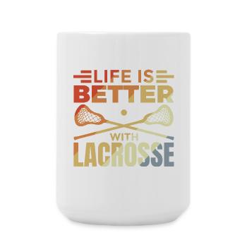 Vintage Lacrosse Slogan - Large Mug 440 ml - white - Front