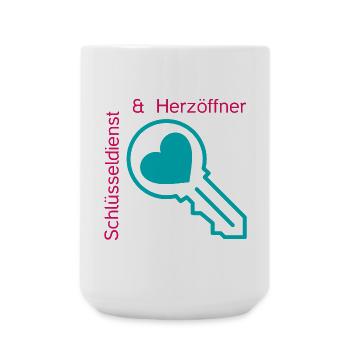 Schlüsseldienst und Herzöffner - Große Tasse 440 ml - Weiß - Vorne