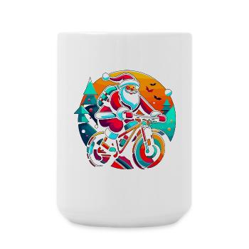 Santa Neon Fahrradtour - Große Tasse 440 ml - Weiß - Vorne