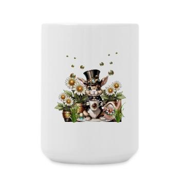 This cute Steampunk Easter Bunny is here - Large Mug 440 ml - white - Front