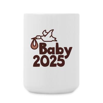 Storch Baby 2025 - Große Tasse 440 ml - Weiß - Vorne