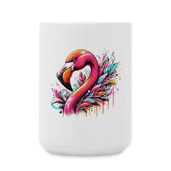 Flamingo - Große Tasse 440 ml - Weiß - Vorne