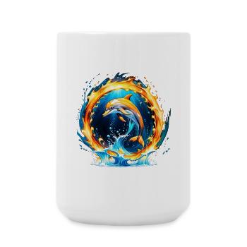 Ein faszinierendes Zusammenspiel von Feuer und Wasser. - Große Tasse 440 ml - Weiß - Vorne
