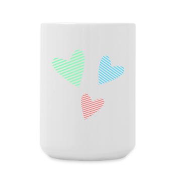 HERZ. PAPA. MAMA. Junggesellinnenabschied. BEBE. KIND. HERZ. FEST - Große Tasse 440 ml - Weiß - Vorne