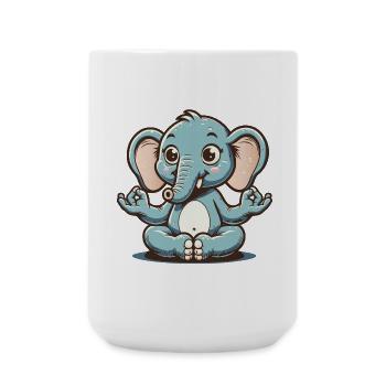 Cute blue elephant doing yoga - Large Mug 440 ml - white - Front