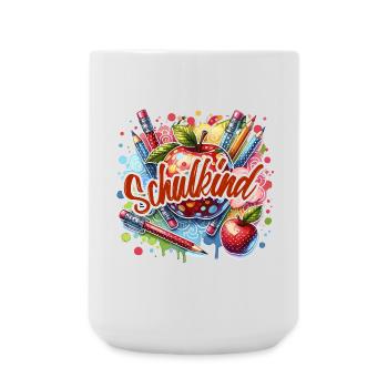 Schulkind Apfel Stift Schulanfänger 2026 - Große Tasse 440 ml - Weiß - Vorne