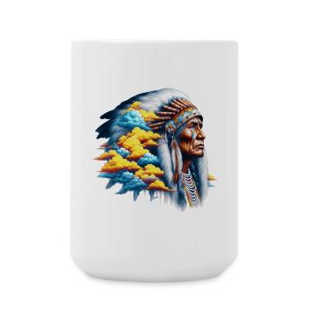 Amerikanischer Indianer Amerikaner - Große Tasse 440 ml - Weiß - Vorne