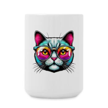 Puss with sunglasses - Large Mug 440 ml - white - Front