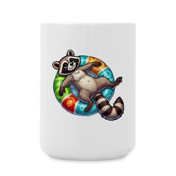Ein relaxter Waschbär auf einem Schwimmreifen - Große Tasse 440 ml - Weiß - Vorne