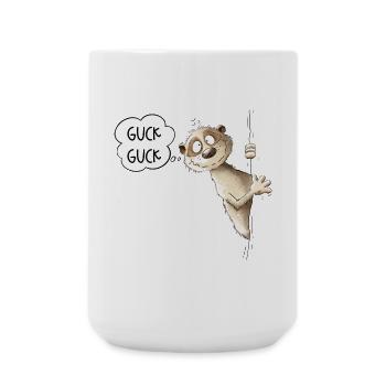 Guck Guck Erdmännchen I Wildtier Tiere - Große Tasse 440 ml - Weiß - Vorne