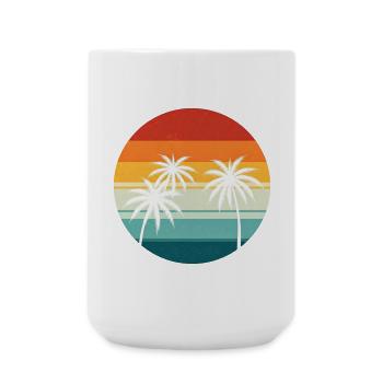 Palmier rétro coucher de soleil - Grande tasse 440 ml - blanc - Devant