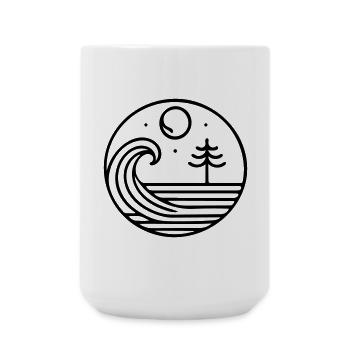 Natur im Einklang – Welle und Mond im Kreislauf - Große Tasse 440 ml - Weiß - Vorne