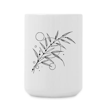 Bambus Eleganz – Minimalistisches Naturdesign - Große Tasse 440 ml - Weiß - Vorne