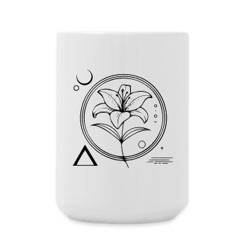 Florale Geometrie – Die Lilie als Symbol - Große Tasse 440 ml - Weiß - Vorne