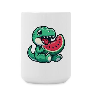 Dino T-Rex with Watermelon Summer Fruit Fun - Large Mug 440 ml - white - Front