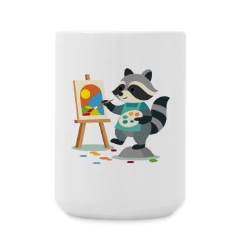 Creative raccoon for art lovers young and old - Large Mug 440 ml - white - Front