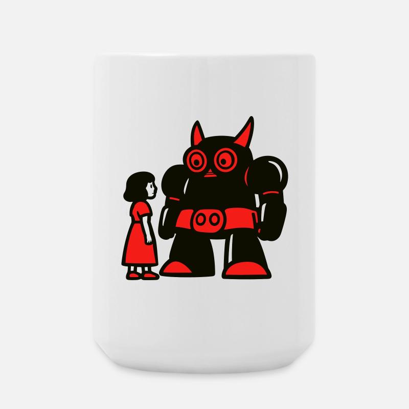 Girl and Robot - Large Mug 440 ml - white