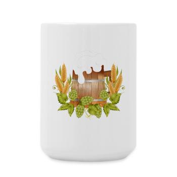 Rustic beer mug in wood look with hops & malt - Large Mug 440 ml - white - Front