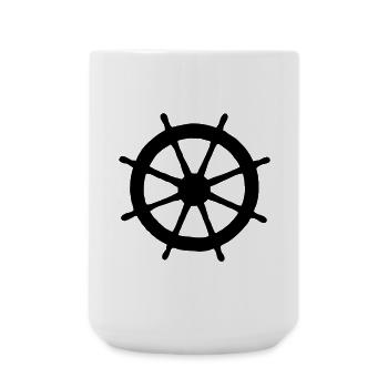 Steering Wheel Sail Sailing Sailor - Large Mug 440 ml - white - Front